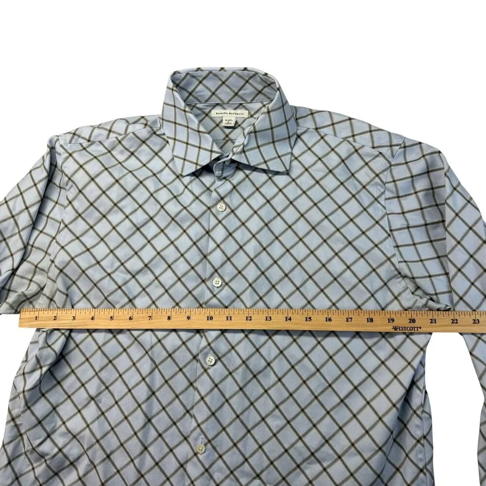 Banana Republic Shirt Men's 16 - 16.5 Large Blue Button Up Long Sleeve Cotton